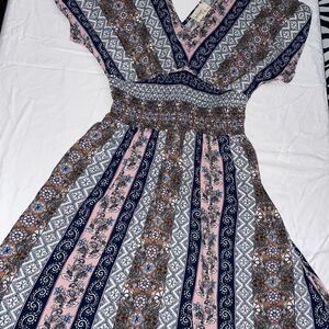 BeBop Pink and Blue High Low Dress